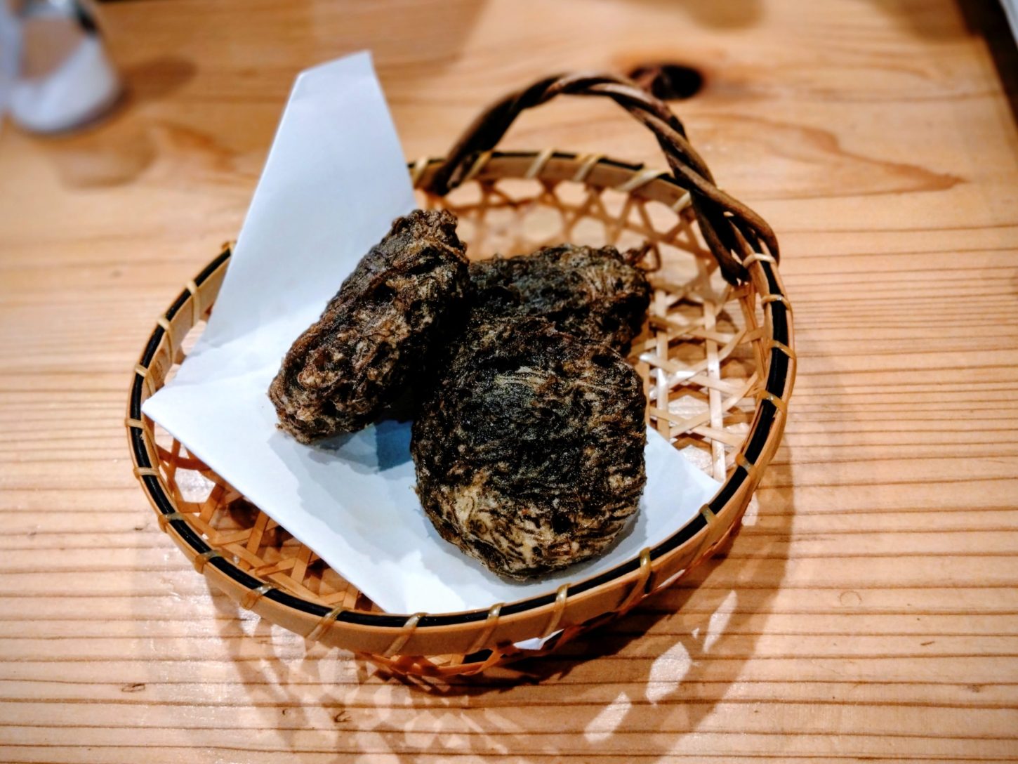 究極のもずく天ぷら、究極のあおさの天ぷら