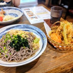 島魚天ぷらぶっかけそば：奄美屋仁川奄美大島料理かめの〆メニュー